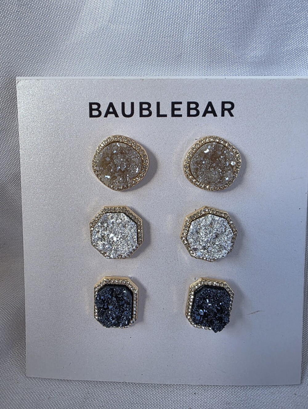 Baublebar New Set Of 3 Faux Druzy Stud Earrings
